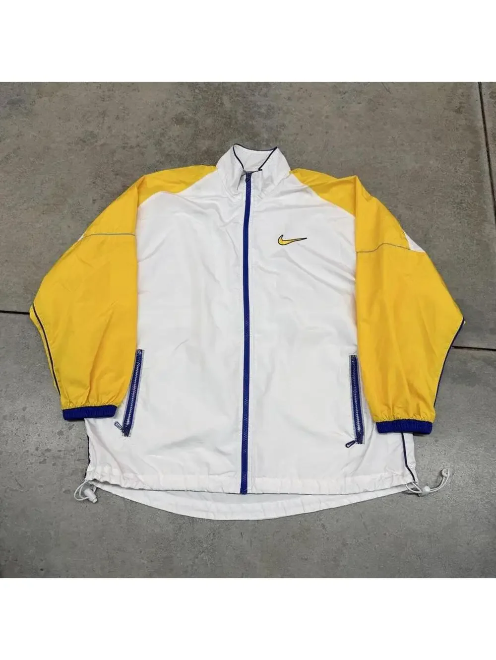 vintage nike yellow purple laker colorway zip up track jacket medium WOMENS